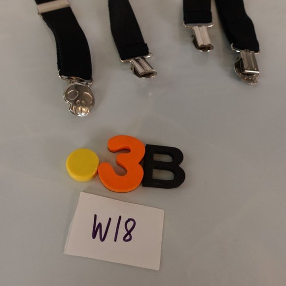 Boy Black X Back Classic Suspenders Solid Silver Skull Clip Adjustable Stretch - Picture 6 of 6